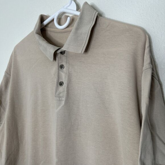 Redhead Bass Pro Mens Size L Tan Short Sleeve Button Collared Polo Shirt Cotton - Picture 3 of 6